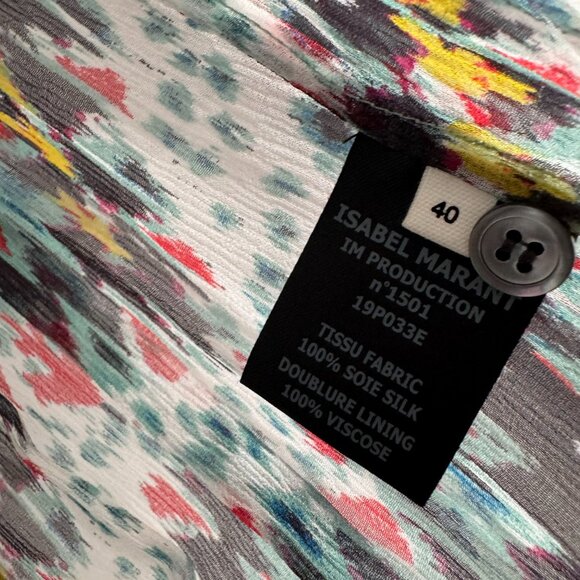 Isabel Marant Etoile "Enna" Asymetrical Printed Silk Dress, size 40 (fits 8/10) - Picture 7 of 10